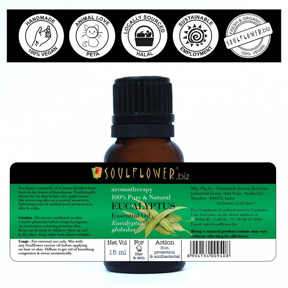 Soulflower Aromatherapy Pure Eucalyptus Essential Oil - Limited Time Offer | Grocsy