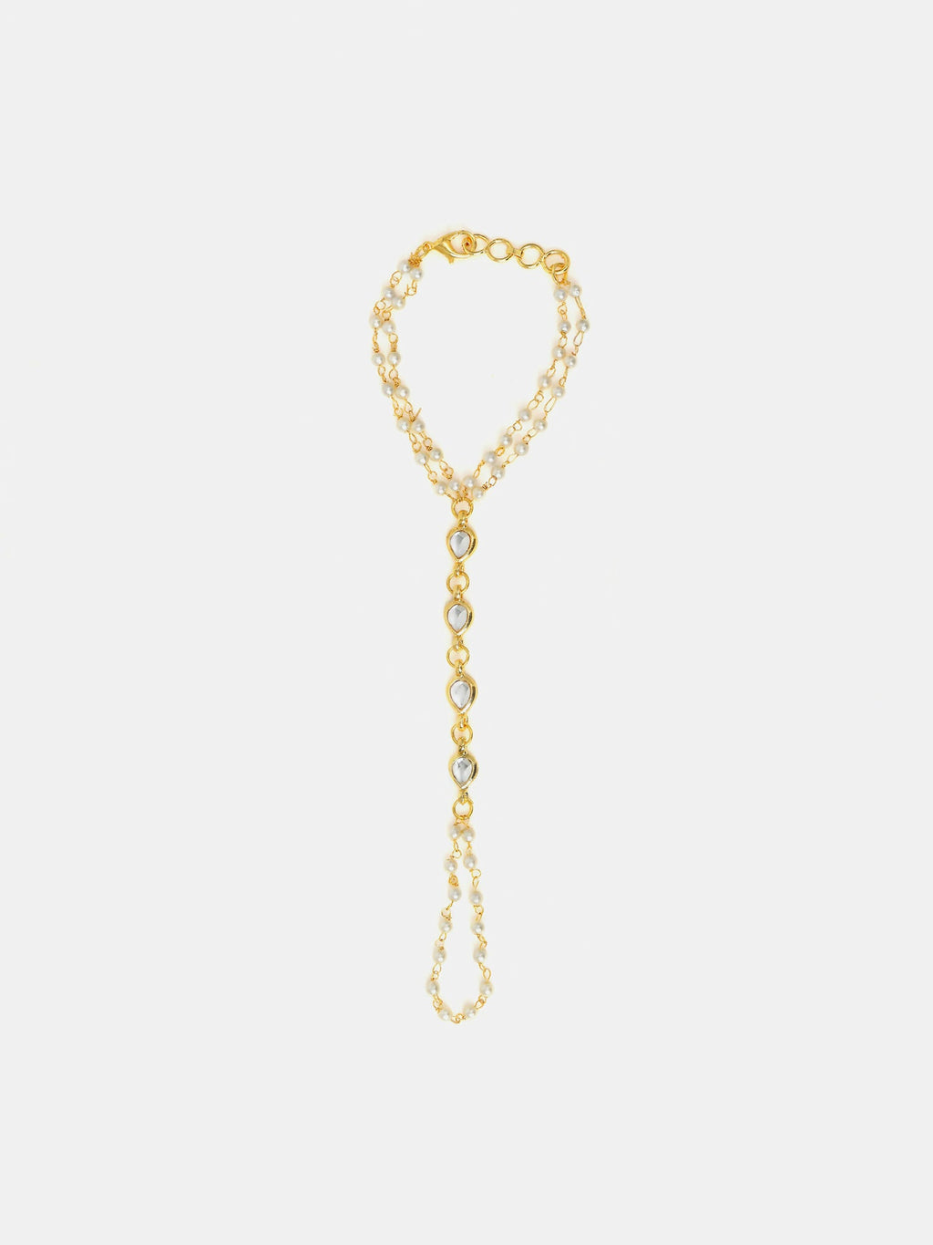 Ruby Raang Subtle Gold-Pearl Haath Phool | Grocsy