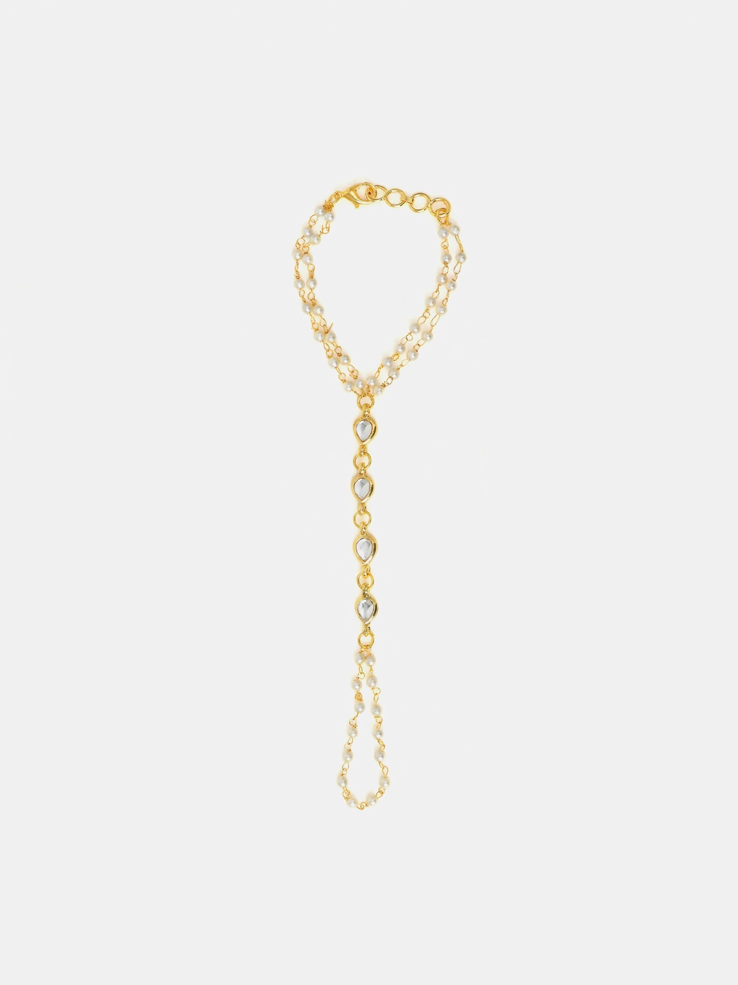 Ruby Raang Subtle Gold-Pearl Haath Phool | Grocsy