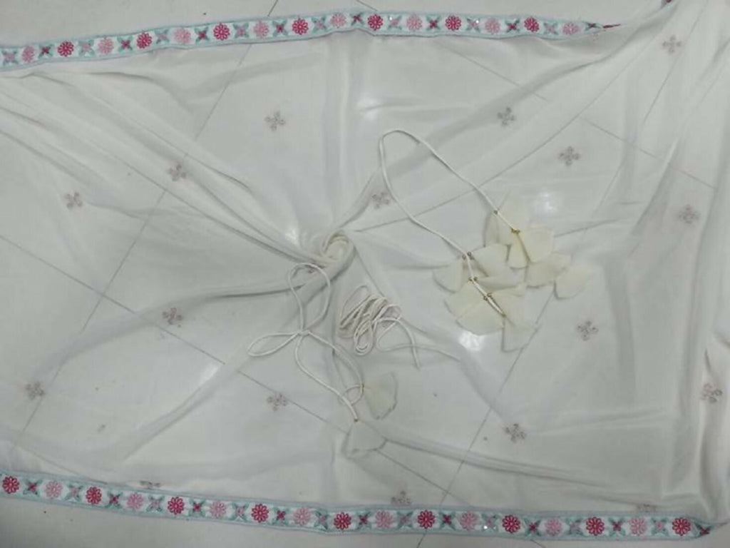 Jyoti Fashion Cream Thread Embroidery Georgette Designer Lehenga Choli with Dupatta | Grocsy