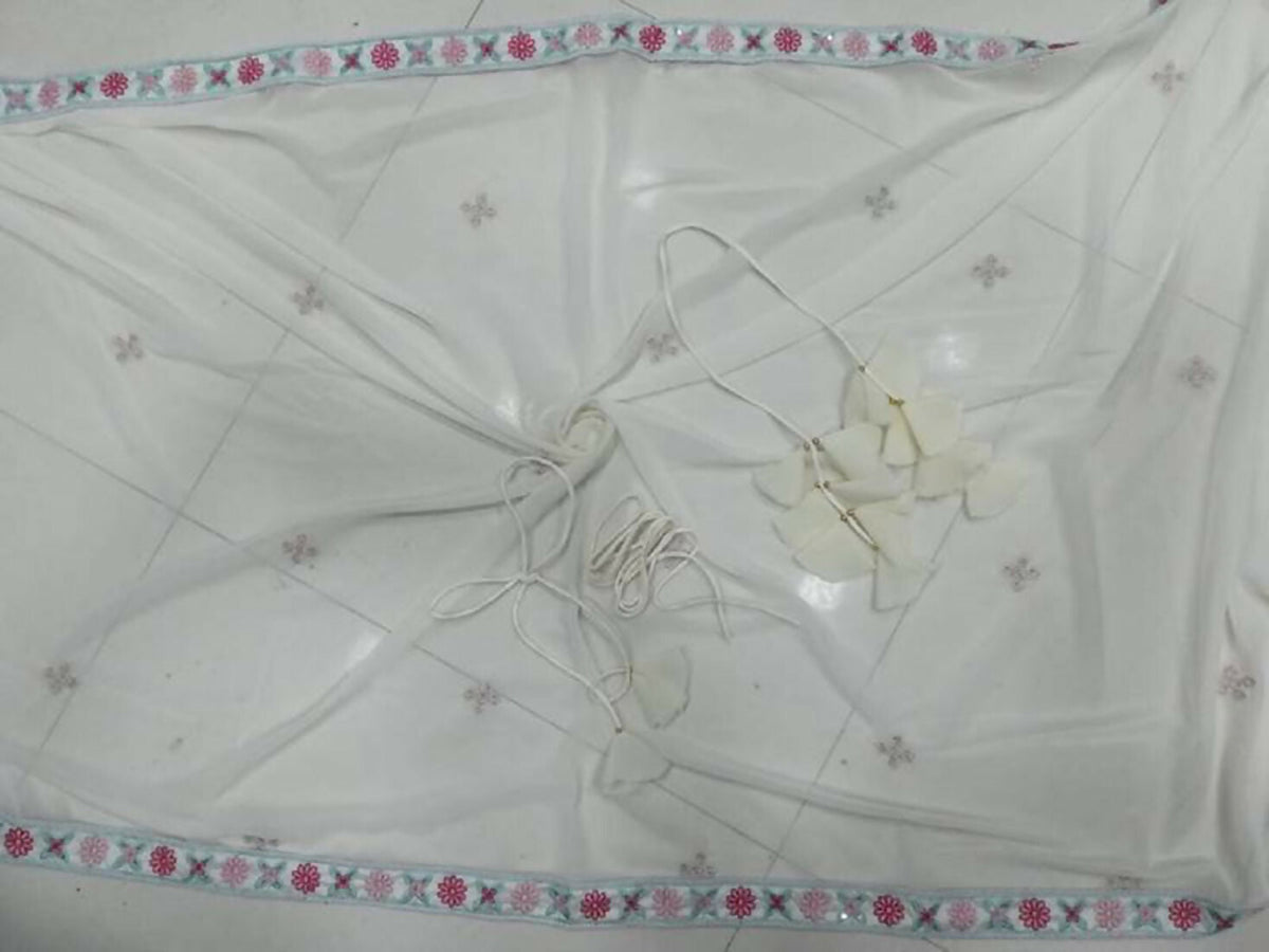 Jyoti Fashion Cream Thread Embroidery Georgette Designer Lehenga Choli with Dupatta | Grocsy