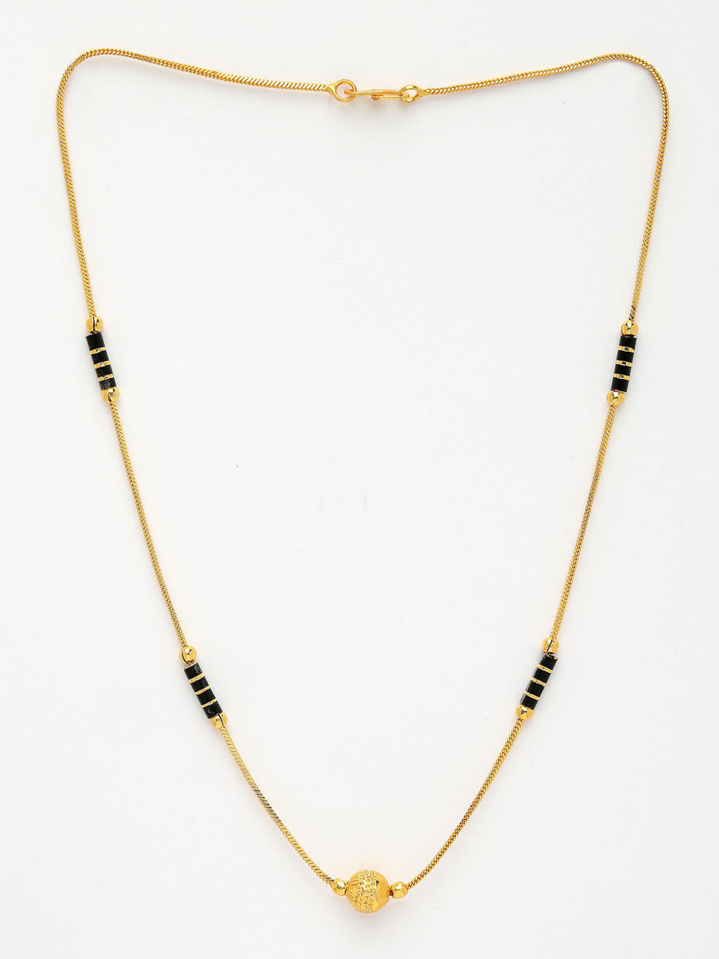 NVR Women's Set of 3 Gold-Polished CZ Stone-Studded & Beaded Mangalsutra | Grocsy