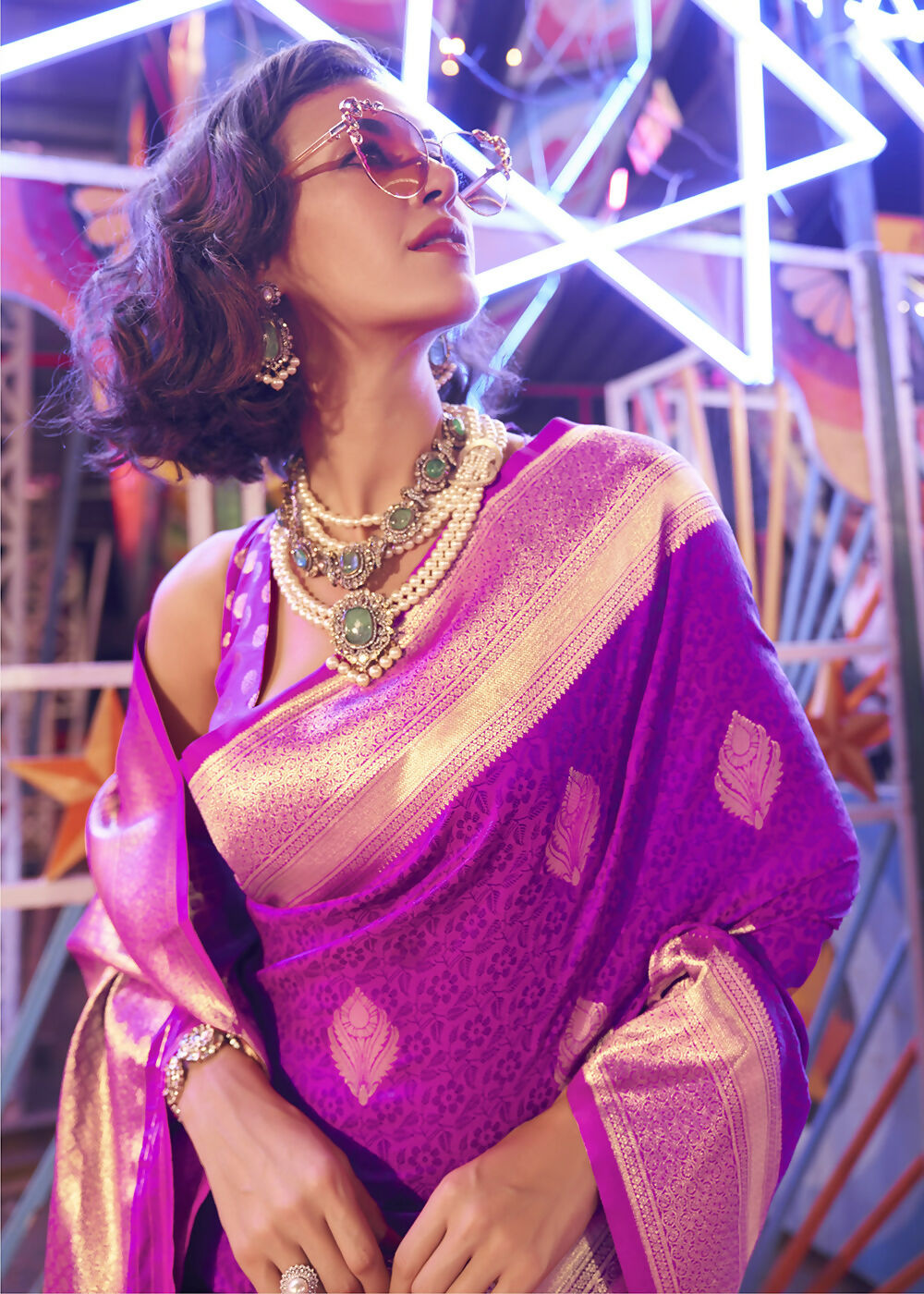 Beautiful Magenta Handloom Weaving Silk Saree - Emponline | Grocsy