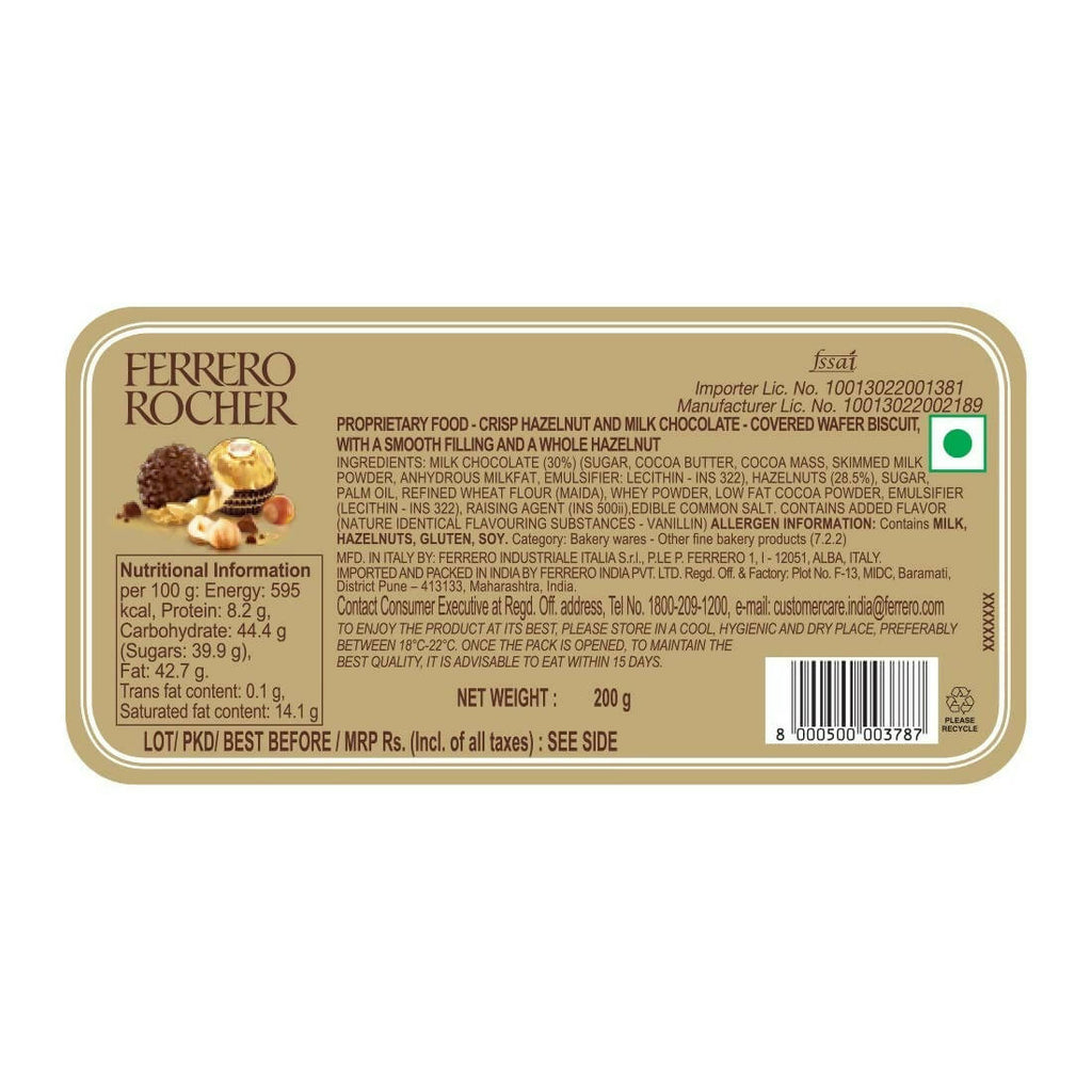 Ferrero Rocher Exquisite Hazelnut And Milk Chocolate | Premium Gift Box Rich, Creamy, Crunchy and Nutty Chocolate For Special Occasions | Grocsy