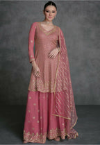Vastranavya Mauve Embroidered Sequins Pakistani Palazzo Suit Party Wear | Grocsy