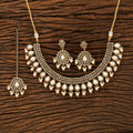 Joban Fashion Women Golden White Polki Necklace Set With Earrings | Grocsy
