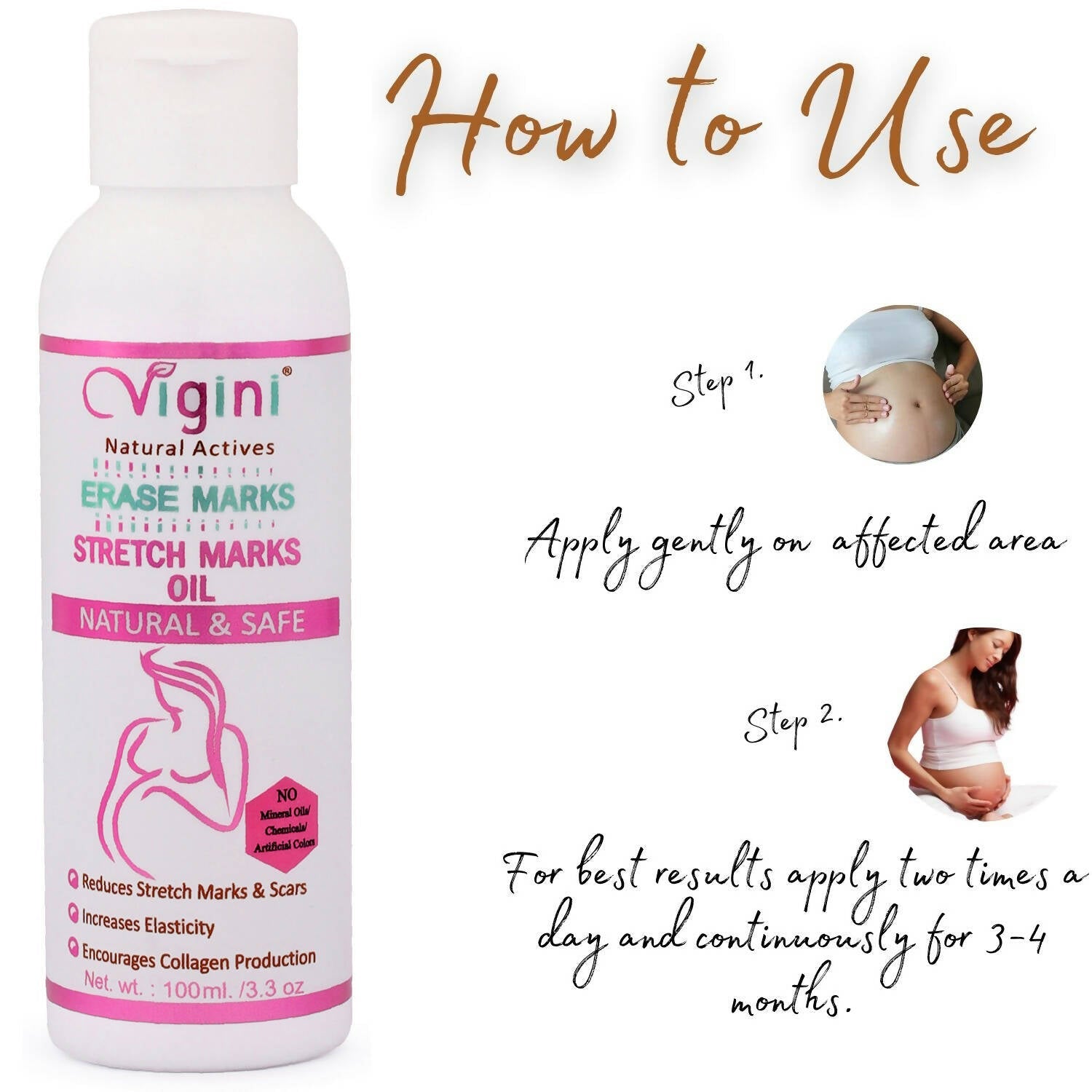 Vigini Natural Actives Stretch Marks Scars Removal Cream Oil | Grocsy