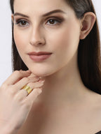 NVR Women Gold-Polished Solid Adjustable Finger Ring | Grocsy