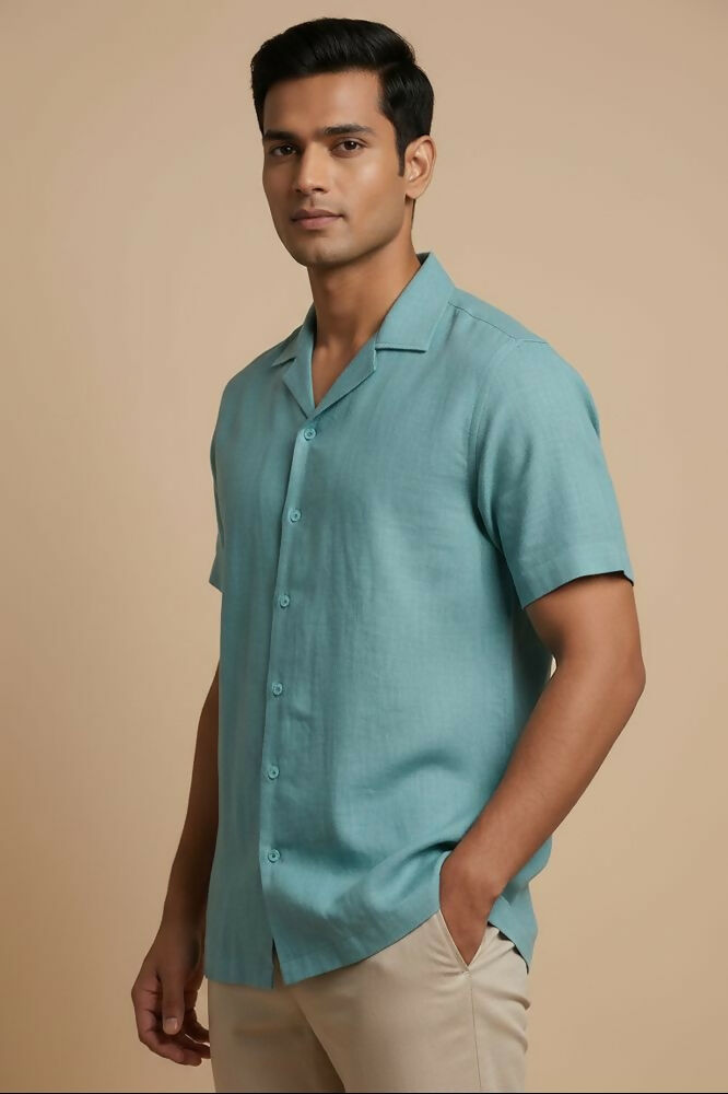 Seaform — Sea Green Linen Shirt by Hilo Design | Grocsy