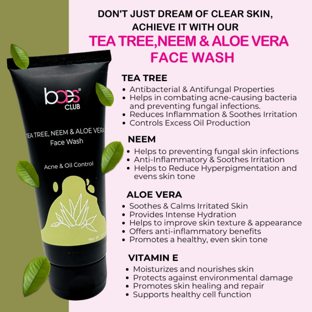 Baes Club Tea Tree Neem & Aloe Vera Face Wash | Grocsy