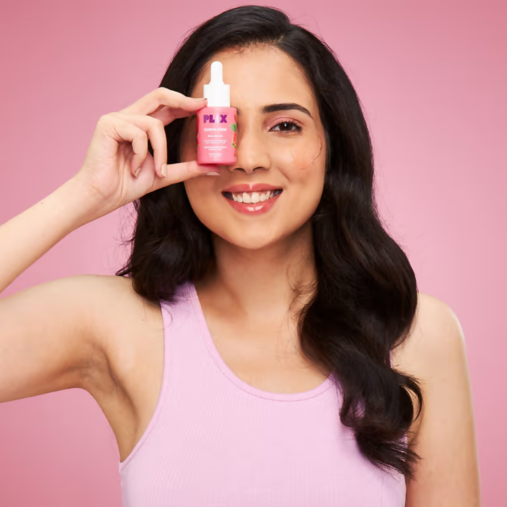 PLIX The Plant Fix Guava Glow Regime With Cleanser With 10% Vitamin C Serum & Invisible Sunscreen | Grocsy