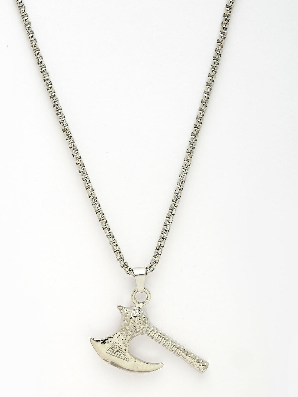 NVR Men's Silver-Plated Stainless Steel Pendant with Chain | Grocsy