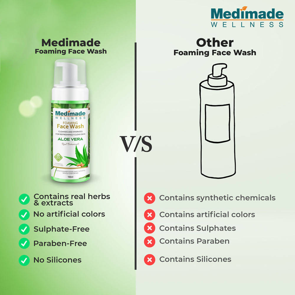Medimade Wellness Foaming Face Wash With Aloe Vera | Grocsy