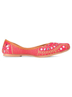 Desi Colour Women Indian Ethnic Footwear-Mini Dabka-Pink Mirror Lines | Grocsy