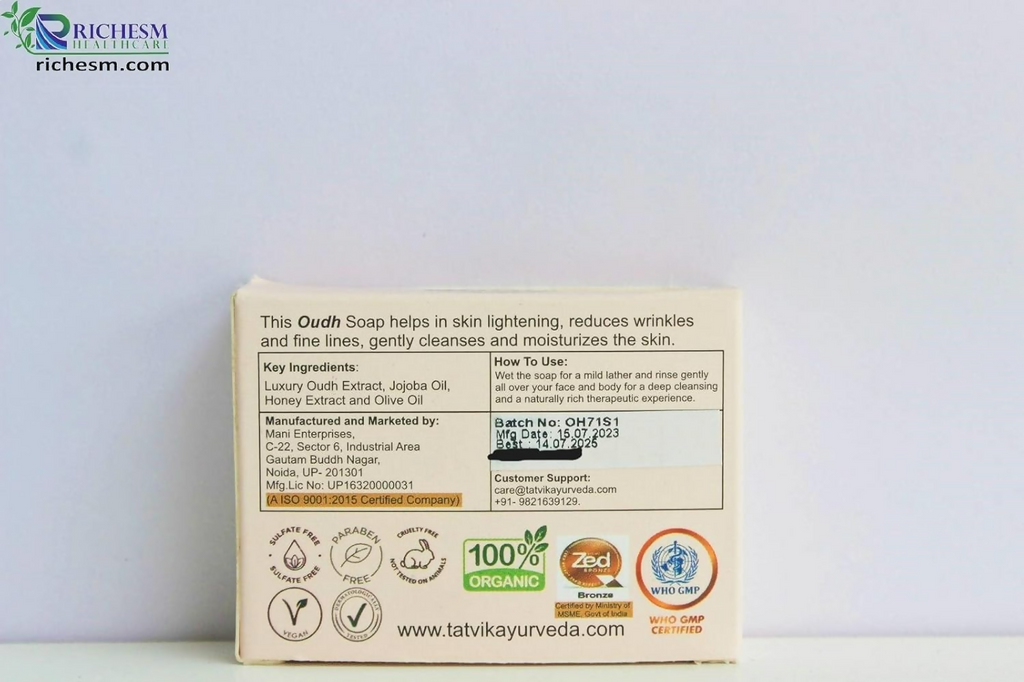 Tatvik Ayurveda Mridukaya Hand Made Soap (Oudh) | Grocsy
