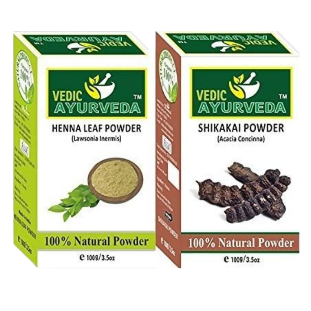VedicAyurveda Heena Leaf Powder and Shikakai Powder | Grocsy