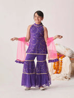 Joban Fashion Girl's Blue Color Sharara Set | Grocsy