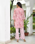 Vaasva Women's Pink Organza Digital Printed Cord Set | Grocsy
