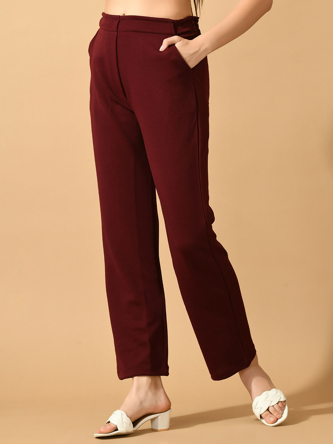 Myshka Women's Violet Straight Fit Party Trouser | Grocsy