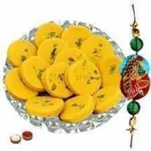 Rakshabandhan Fancy Rakhi with Kesar Peda Sweet | Grocsy