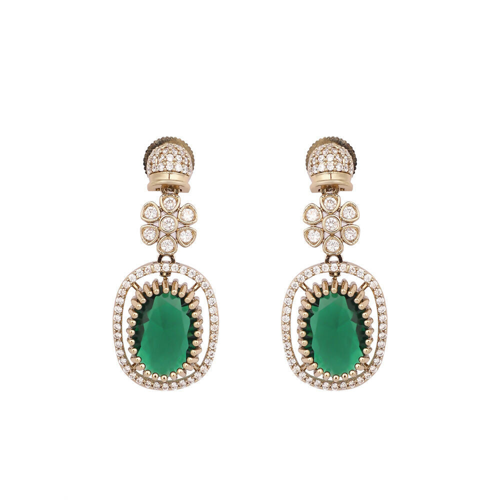 Nuyug 18K Gold Plated Emerald Blossom Necklace Set | Grocsy