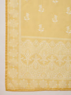 The52 Women's Gorgeous Rayon Fabric Printed Work Straight Kurta Pant and Dupatta Set-Yellow | Grocsy