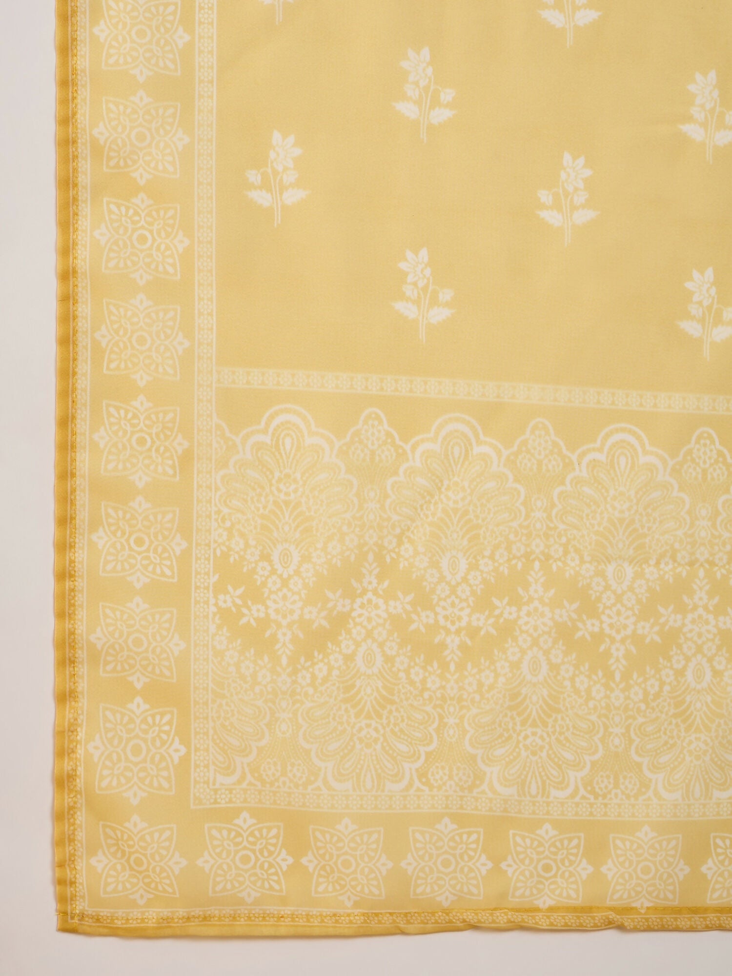 The52 Women's Gorgeous Rayon Fabric Printed Work Straight Kurta Pant and Dupatta Set-Yellow | Grocsy