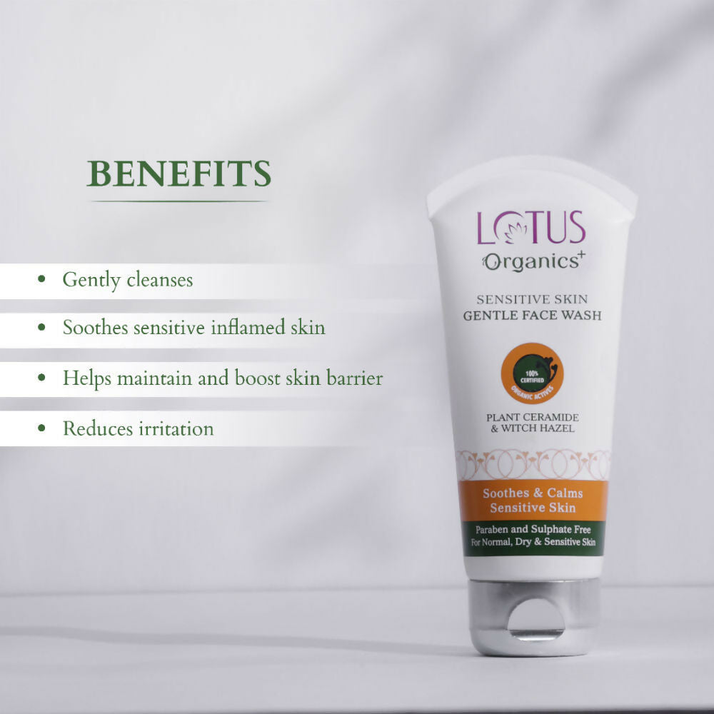 Lotus Organics Witch Hazel & Plant Ceramide Sensitive Skin Gentle Face Wash | Grocsy