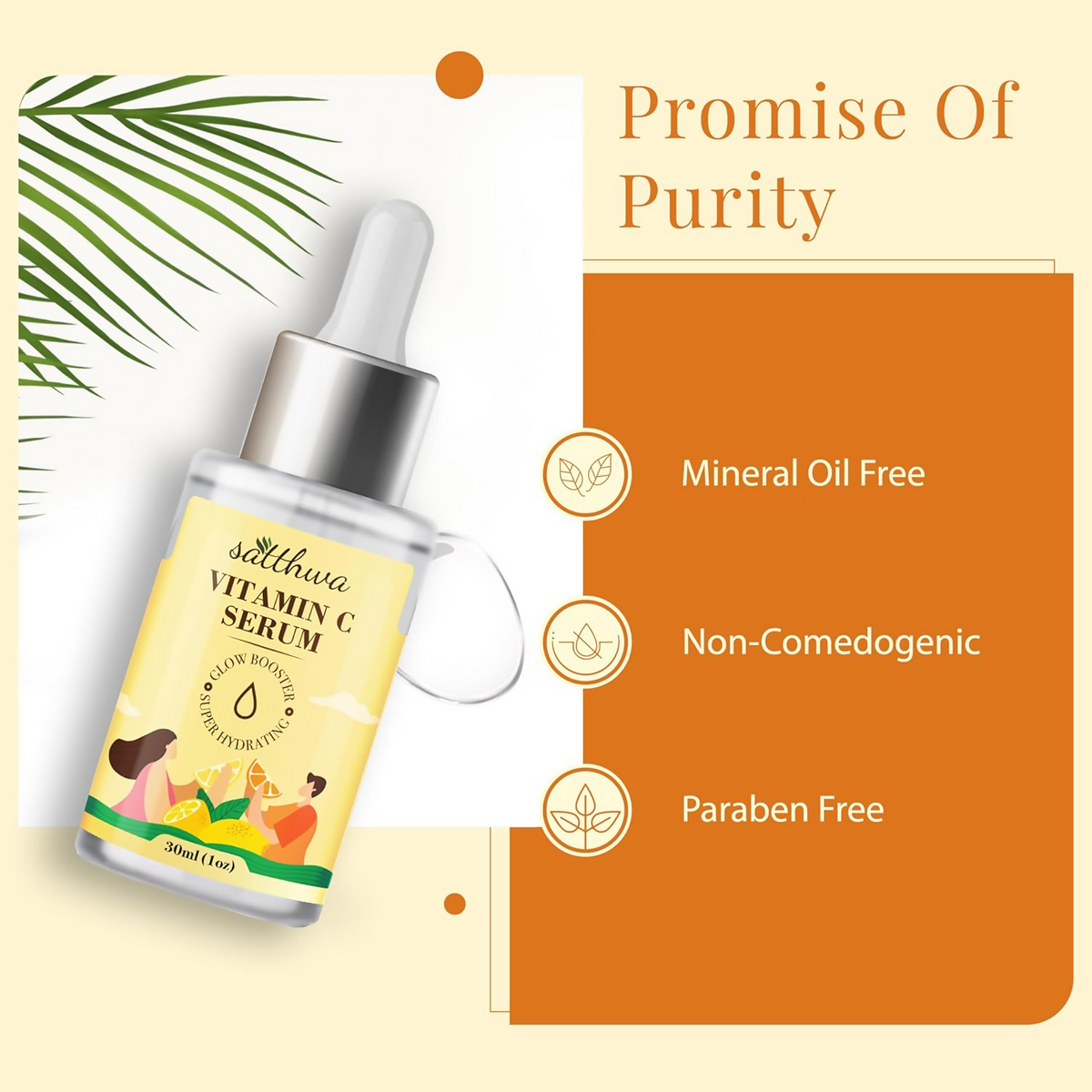 Satthwa Vitamin C Face Serum With Niacinamide & Hyaluronic Acid For Glowing Skin | Grocsy