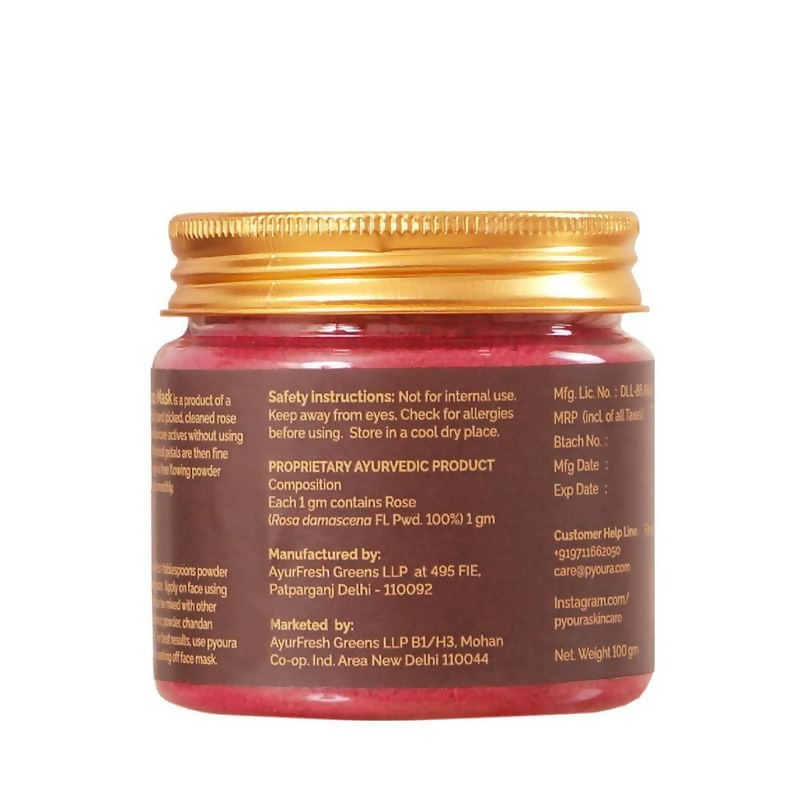 Pyoura Rose Face Mask No Clay Only 100% Pure Rose Petal Powder | Grocsy