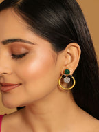 Nuyug 22K Gold Plated Cubic Zirconia Studded Contemporary Stone Earrings | Grocsy