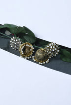 Mominos Fashion Johar Kamal Beautiful Kundan Work Jhumka With White Beads