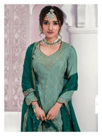 Vastranavya Exquisite Turquoise Heavy Chinon with Embroidered & Sequins Work Salwar Suits | Grocsy