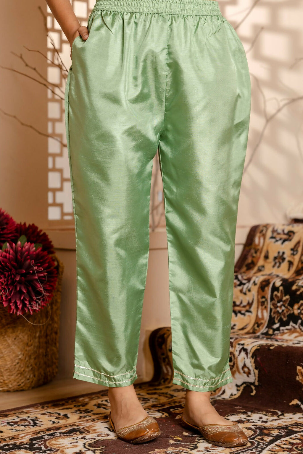 Vellora Pista Silk Blend Casual Suit with Elegant Thread Work | Grocsy