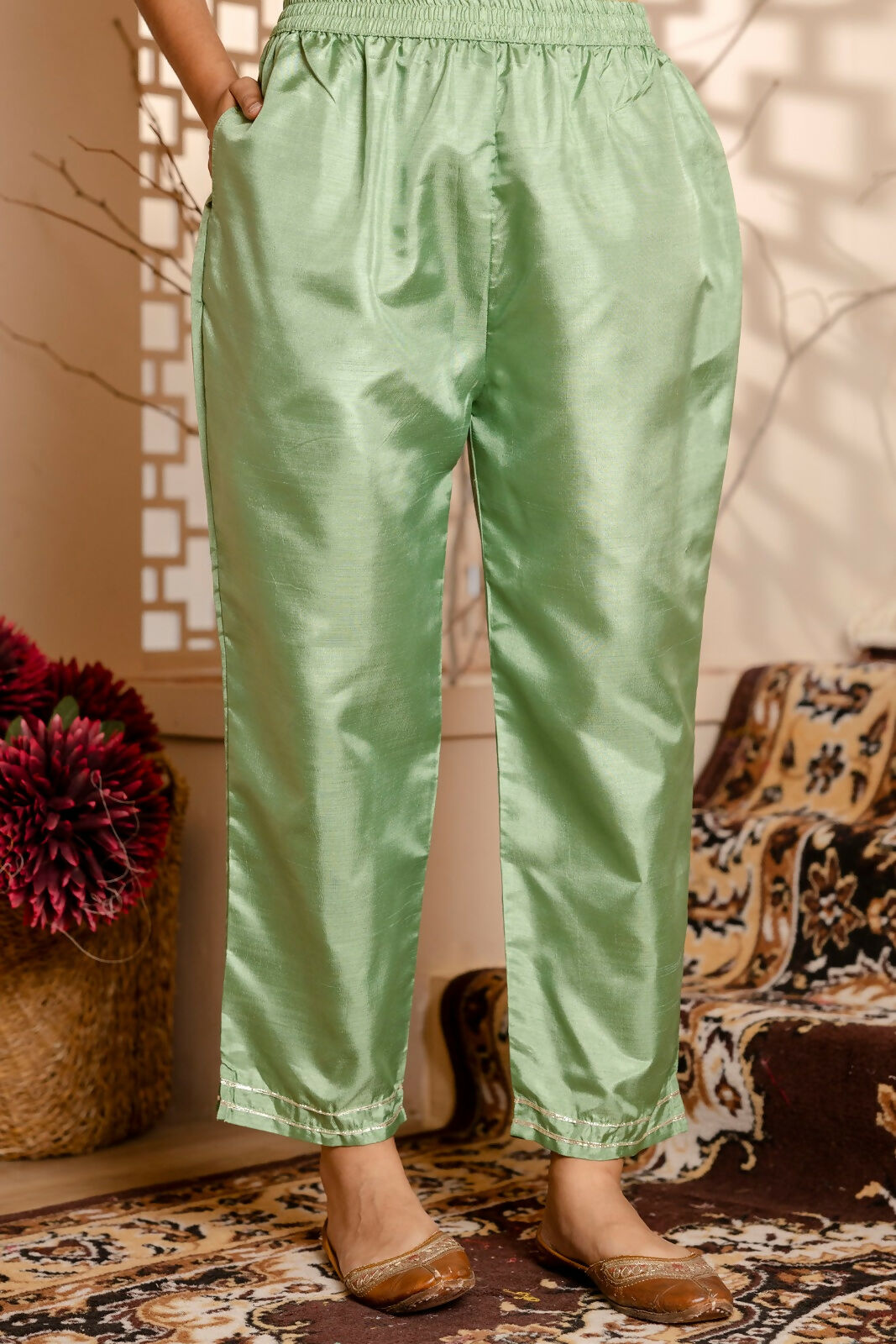 Vellora Pista Silk Blend Casual Suit with Elegant Thread Work | Grocsy