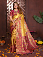 Aastha Fashion Gold Tissue Silk Weaving Saree | Grocsy