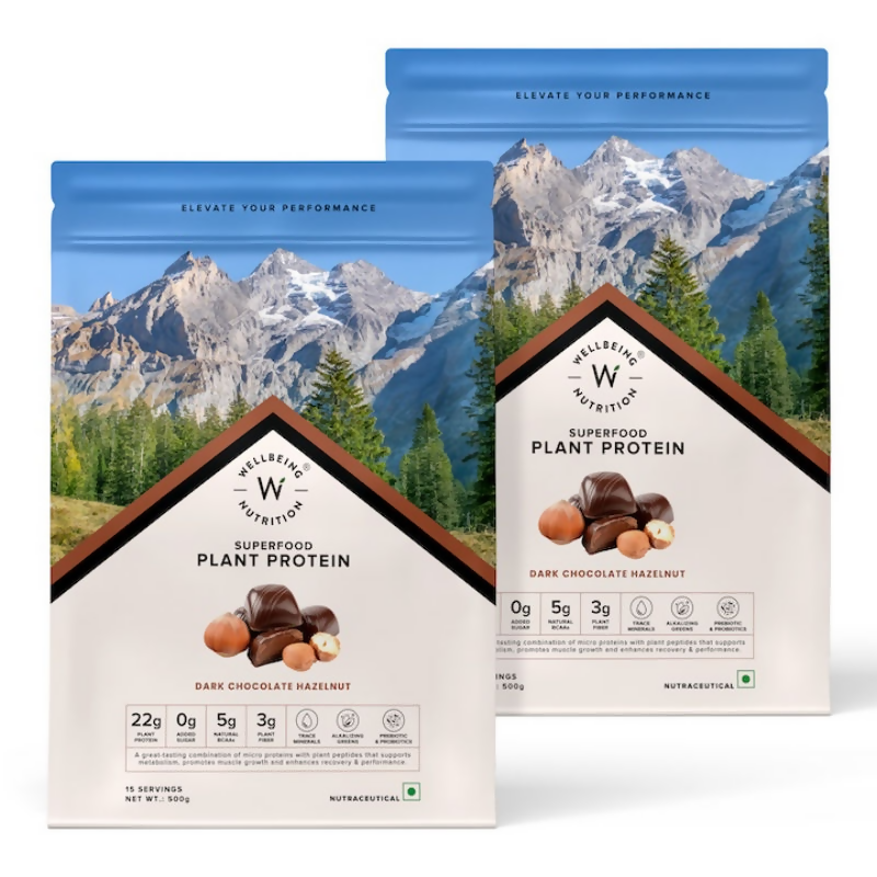 Wellbeing Nutrition Organic Plant Protein Isolate Dark Chocolate Hazelnut, 3B CFU Probiotics | Grocsy