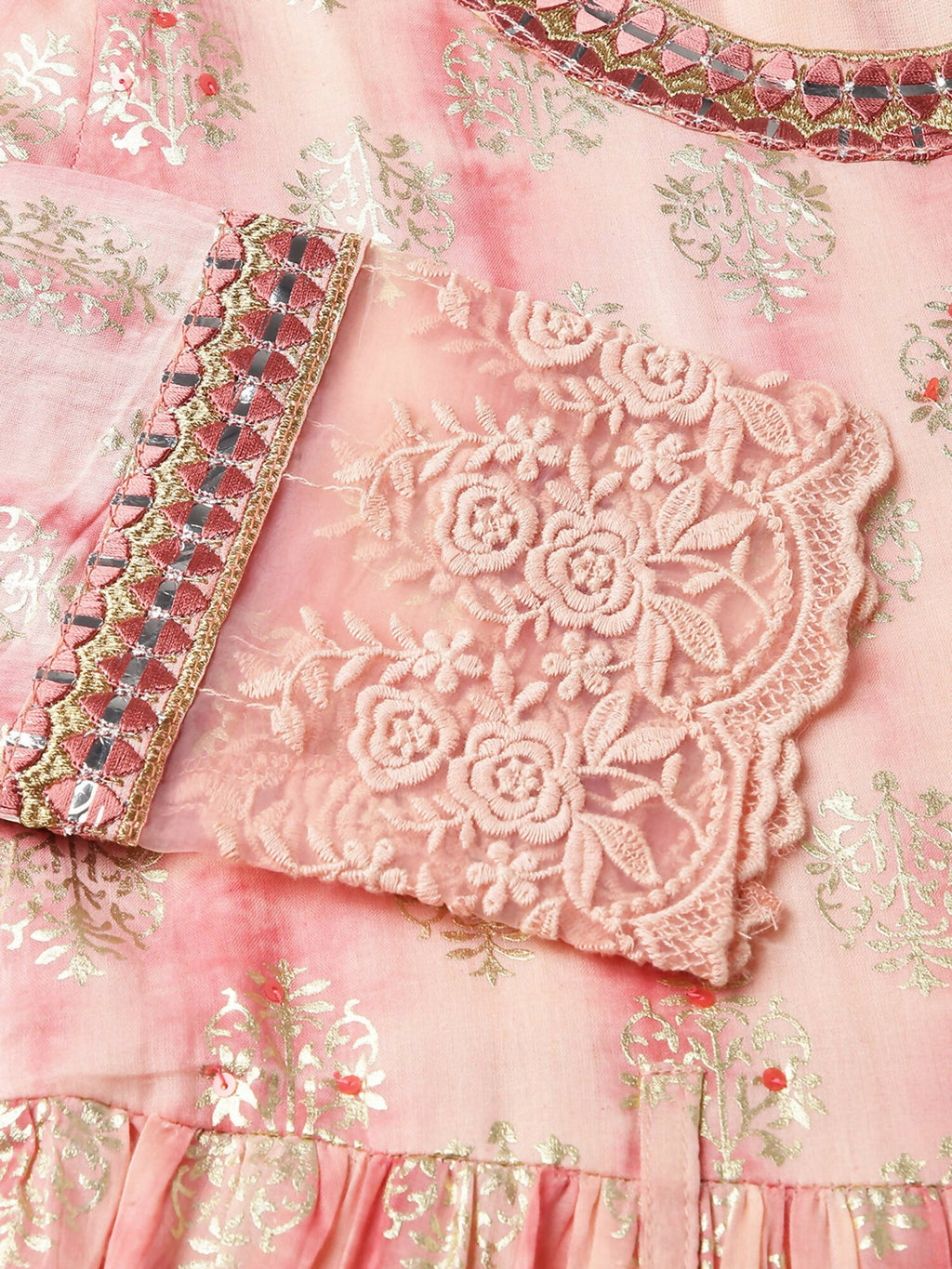 Peach Cotton Paisley Printed Fit & Flare Dress - Yukti | Grocsy