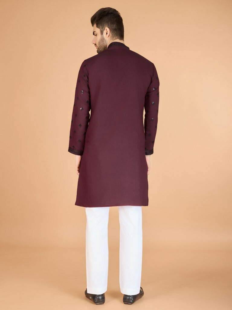 Vastranavya Maroon Exclusive Festival Wear Viscose Silk Thread with Sequence Embroidered Work Kurta with Dupatta | Grocsy