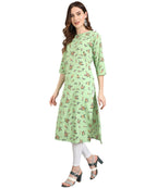 Vamika Pista French Crepe Printed Party Wear/Casual Wear Kurti | Grocsy
