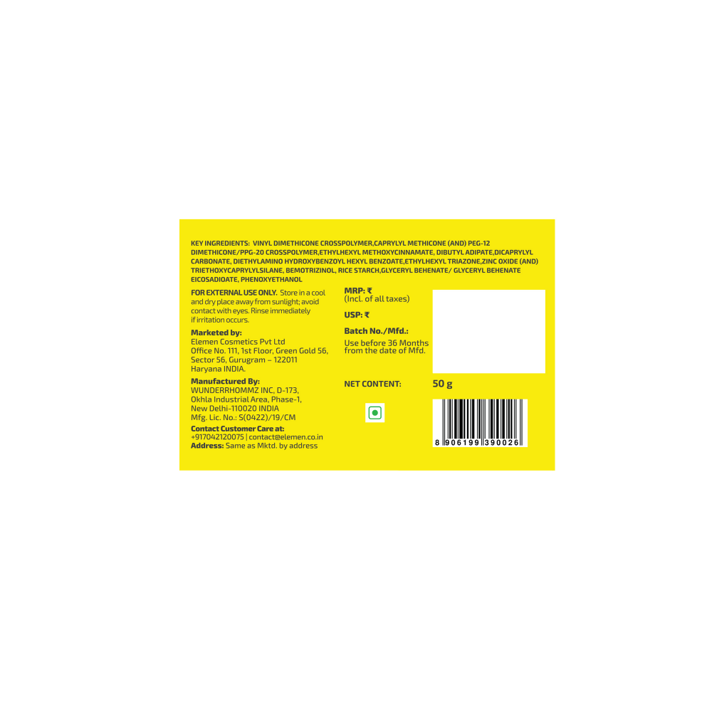 Elemen Moisturizing Sunscreen Butter SPF 50+ PA+++ | Grocsy