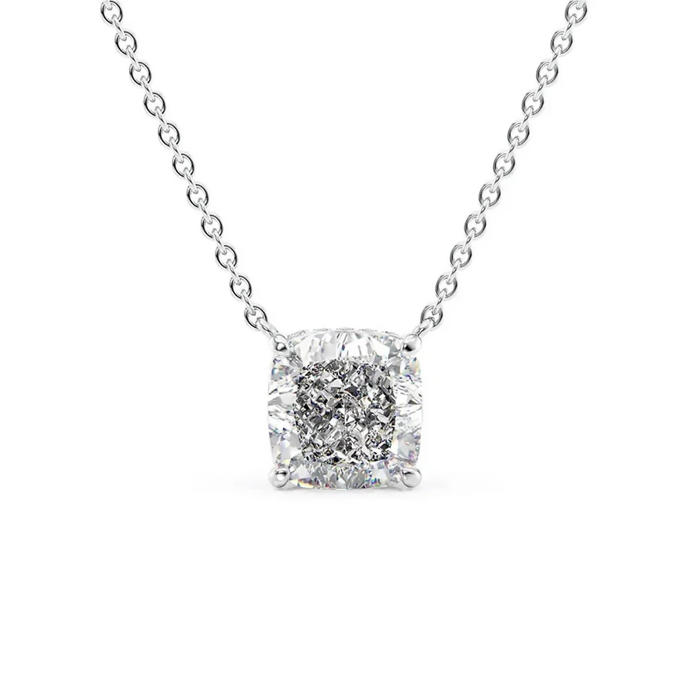 Cauer Elegant 14K White Gold Plated Moissanite Pendant Necklace | Grocsy