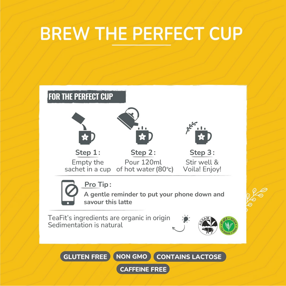TeaFit AM/PM Wellness No Sugar Tea Premix - Ginger Tea & Turmeric Latte | Grocsy