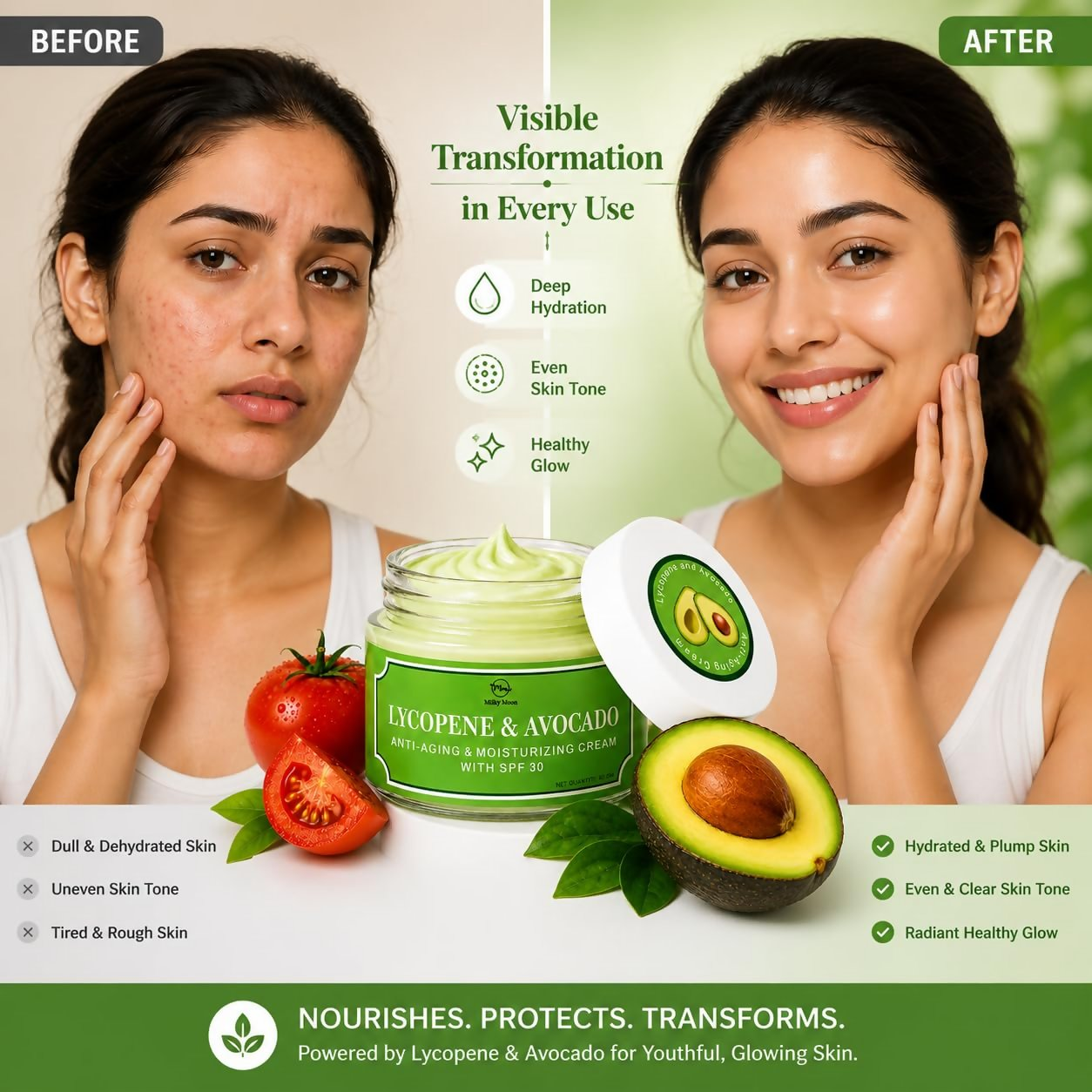 Milky Moon Lycopene & Avocado Anti-Aging & Moisturizing Cream with SPF 30 | Grocsy