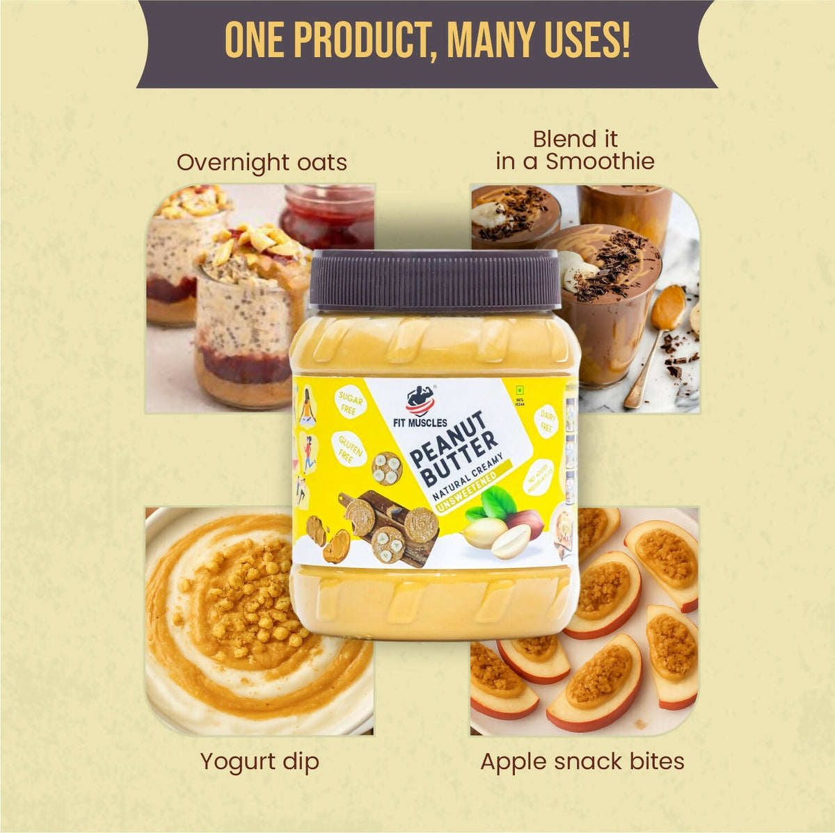 Fit Muscles Natural Peanut Butter Creamy Smooth | Grocsy
