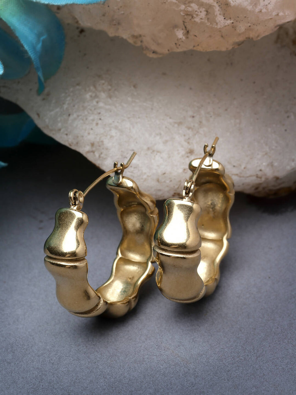 NVR Women Gold Circular Hoop Earrings | Grocsy
