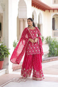 Joban Fashion Pink Readymade Kurta Set With Sequence embroidery Work | Grocsy