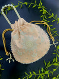 Joban Fashion Pearl Hand Work Potli Bag - Peach | Grocsy