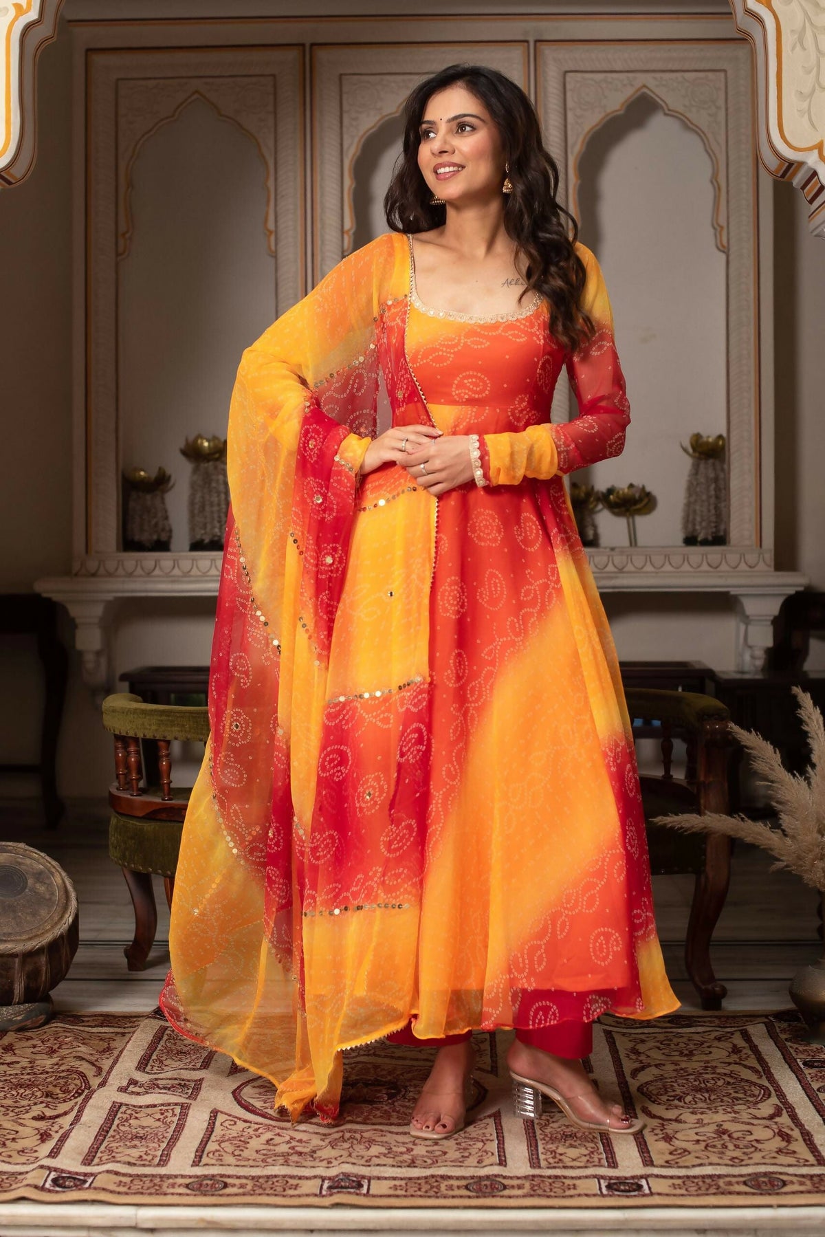 Teeya Creation Womens New Trending Festival Marriage Season Party Wear Look Yellow Gown Set | Grocsy