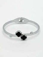 NVR Women Silver Plated Black Cuff Bracelet | Grocsy